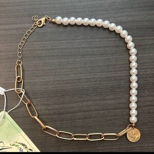 Elegant Pearl Paperclip Chain Necklace